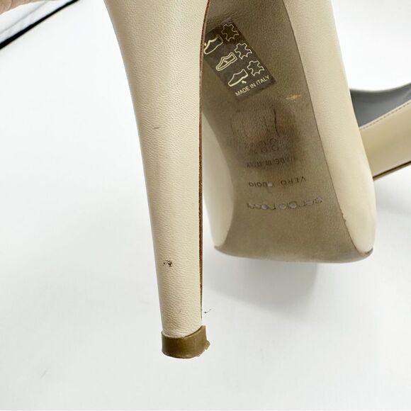 Sergio Rossi Hidden Platform Cream Leather Stiletto Pumps Sz EUR 38.5 US 8 - Picture 10 of 16